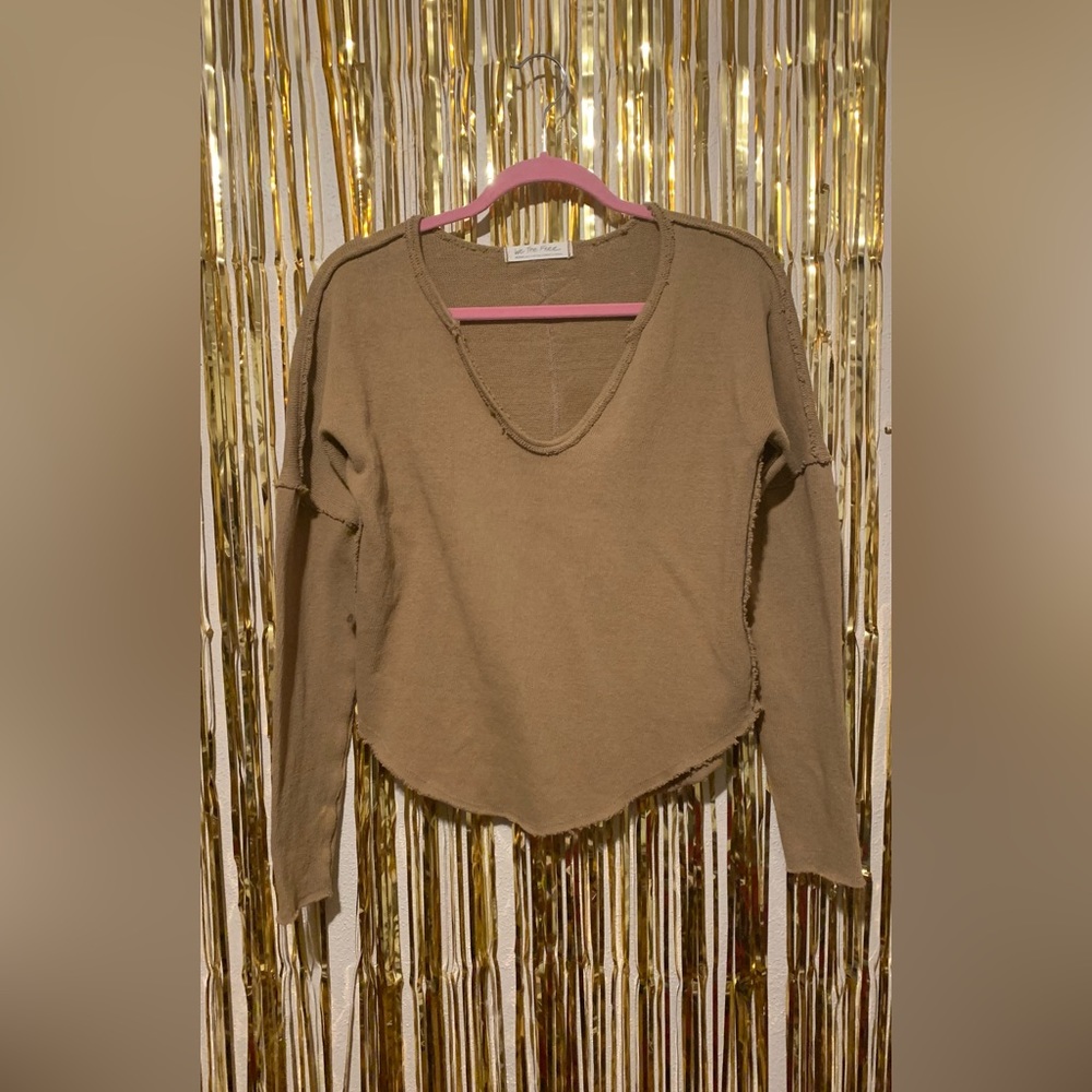 Women’s distressed khaki/dark beige/tan sweater
